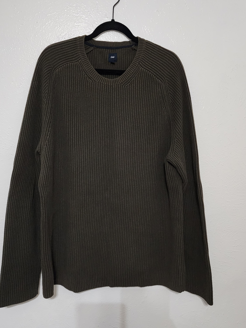 XL - GAP Men's Olive Green Ribbed Crewneck Sweater